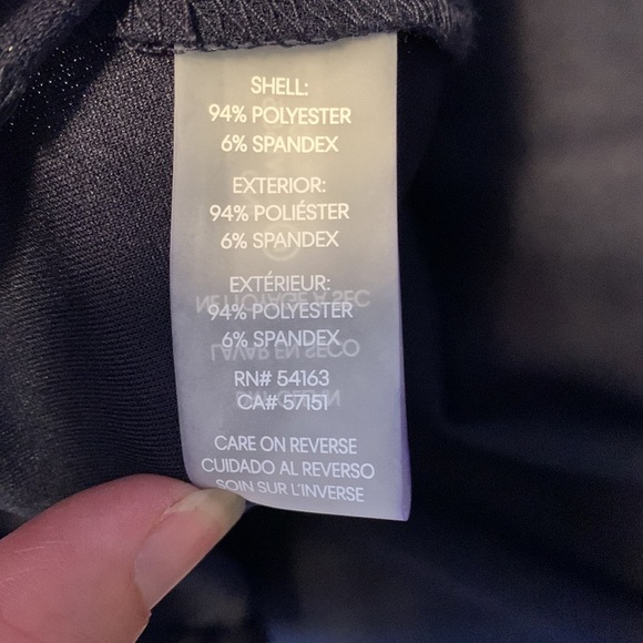 Calvin Klein long ballon sleeve fit & flare scoop neck buttons navy career 10 - Picture 6 of 11